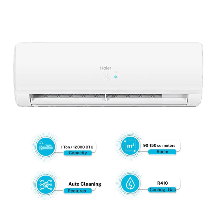 Haier Air Conditioner 1 Ton – 12 HFC Heat & Cool Inverter | Wi Fi Optional | One-Touch Cleaning | 10 Year Brand Warranty