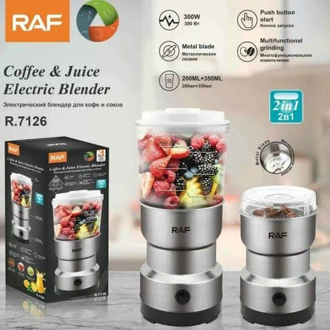 RAF Mini Electric Grinder 2 in 1 R-7126 -tainless Steel Grinder For Coffee beans, Spice & Juicer Grinder Electric Meat Grinder chopper and Coffee beater Brand Warranty