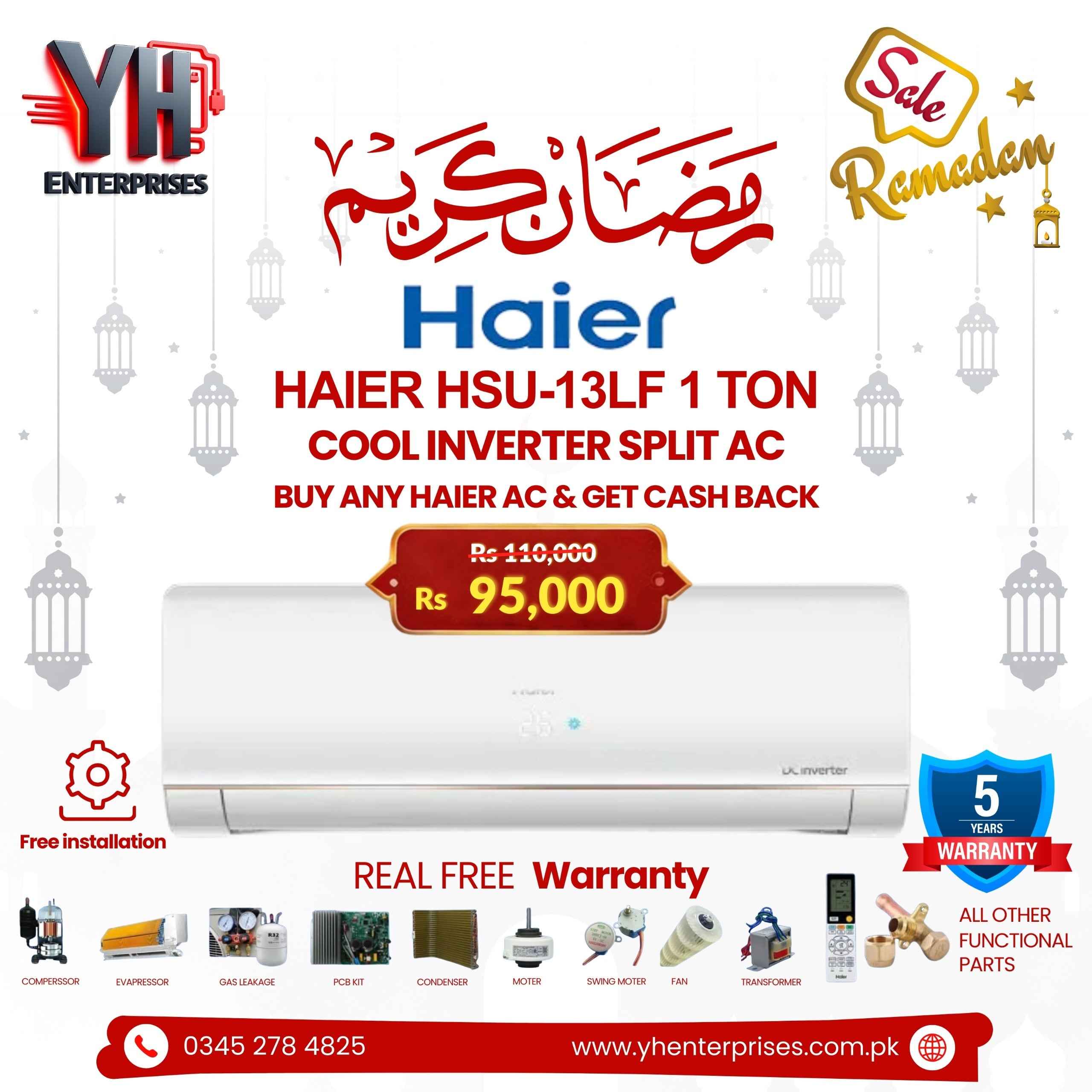 Haier HSU-13LF 1 Ton Cool Only Inverter Air Conditioner