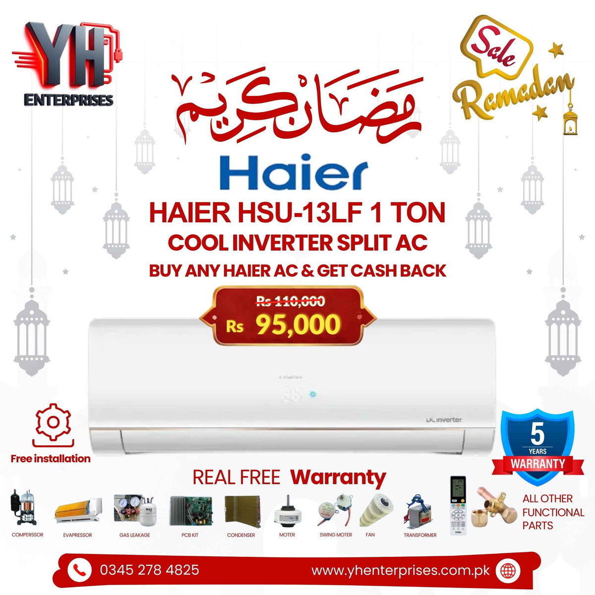 Haier HSU-13LF 1 Ton Cool Only Inverter Air Conditioner
