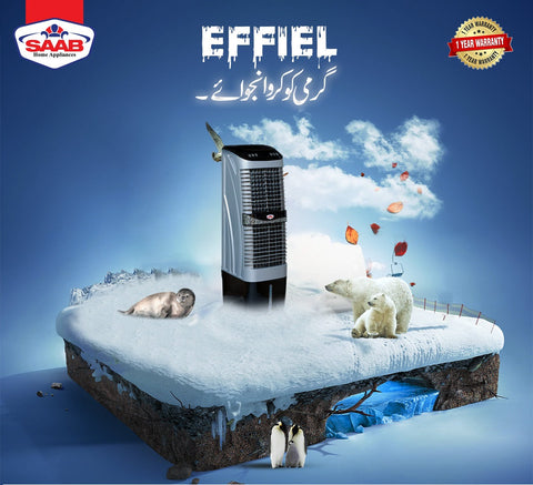 Saab Effiel Evaporative Air Room Cooler 99.9% Copper Motor Winding, - 2024 1 Year Brand Warranty