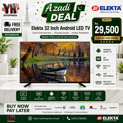 Elekta Smart LED TV ELED32SMART 32" – HD Android Smart TV with WiFi