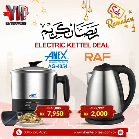 RAF R.7816 Automatic Electric Kettle (2L) & AG-4054 Deluxe Kettle – Fast, Safe & Stylish Boiling