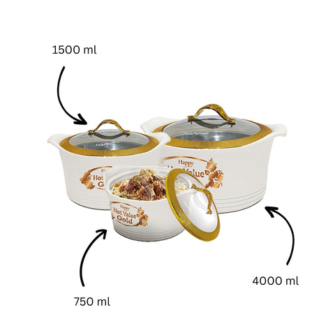 Happy Hot Value Gold Glass Top 4 Pcs Gift Pack