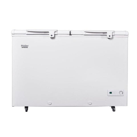 Haier Deep Freezer 12 Cu Ft/Inverter/Twin Door/HDF-325I (50% Energy Saving/ 30% Fast Freezing/ -28 c Cooling Depth ) White Colour Deep Freezer/10 Years Warranty