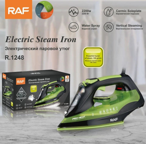 RAF R.1248 Electric Steam Iron Full Size 2200 watts Ceramic Soleplate Brand Warranty