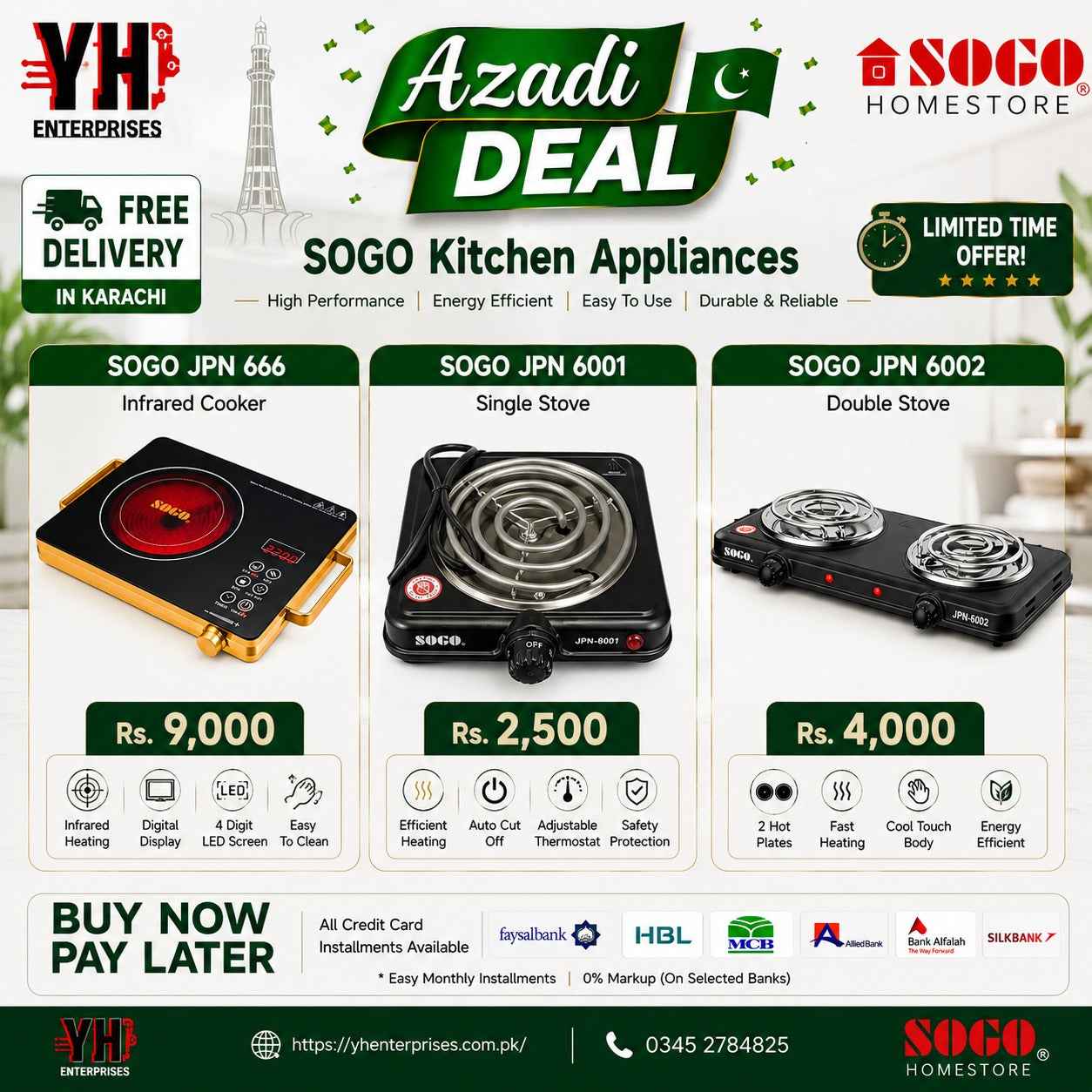 SOGO Electric Stove Collection – JPN-666 Infrared Cooker | JPN-6002 Double Stove | JPN-6001 Single Electric Stove