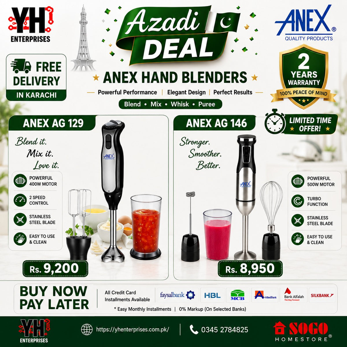 Anex Deluxe Hand Blender Collection – AG-146 & AG-129 | Powerful, Versatile & Built to Last