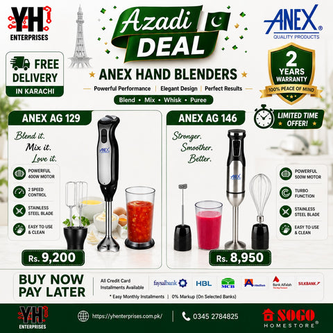 Anex Deluxe Hand Blender Collection – AG-146 & AG-129 | Powerful, Versatile & Built to Last