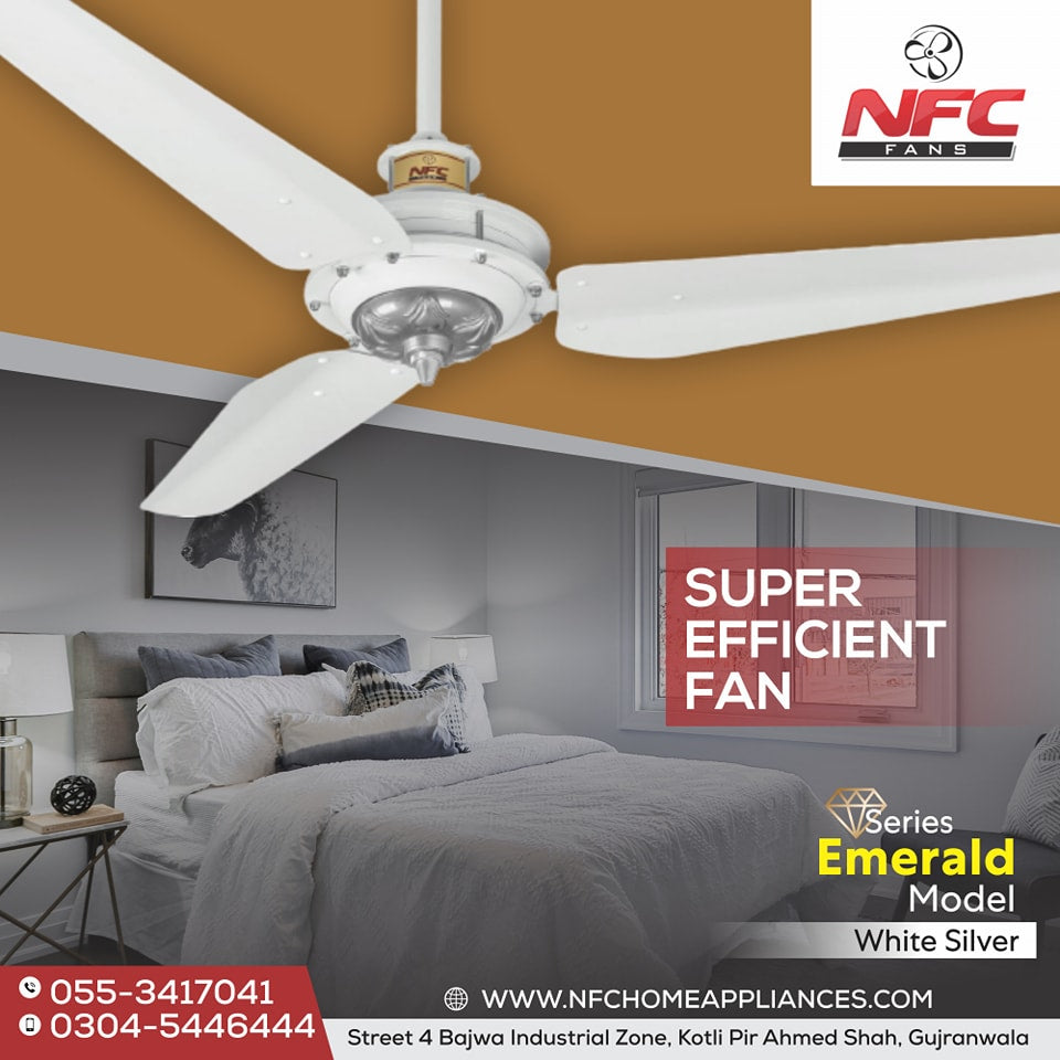 NFC Ceiling Fan Emerald Model 56 Inch Powerful Motor & Design Silent & Quiet Breeze Brand Warranty