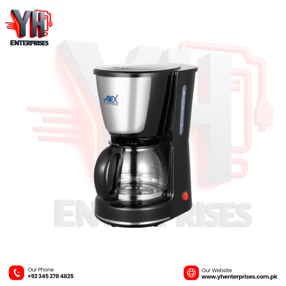 AG-801 Deluxe Coffee Maker – 750ml | 4-6 Cups | Warming Plate | 2 Years Warranty