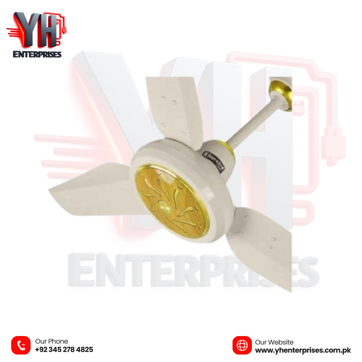 Khurshid Fan AC/DC Ceiling Fan – 56 Inch Inverter Hybrid | Remote Control | Copper Winding | 1 Year Warranty - YH Enterprises