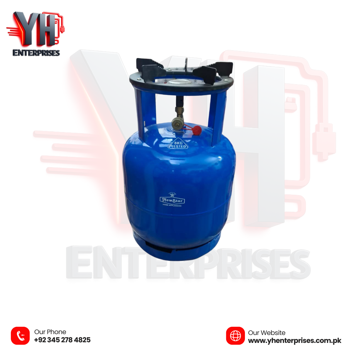 Metal Body Cylinder  NewStar 8Kg (With Safety Valve & Stove)