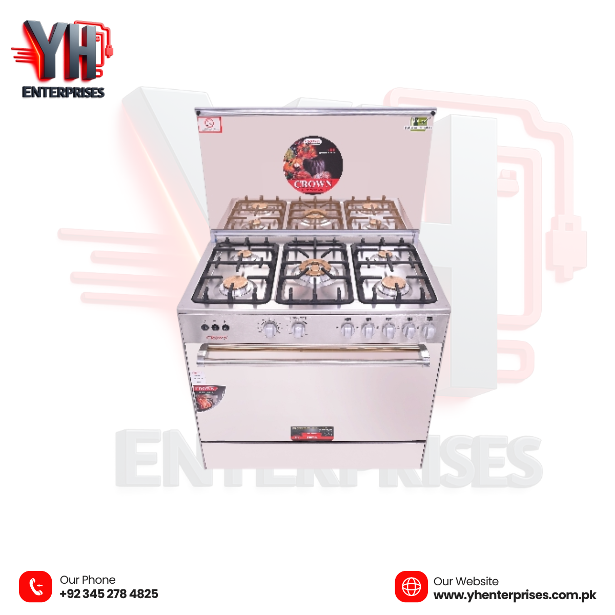 Crown Cooking Range 34-GT – 5 Burner Gas Stove Power • Precision • Premium Kitchen Performance