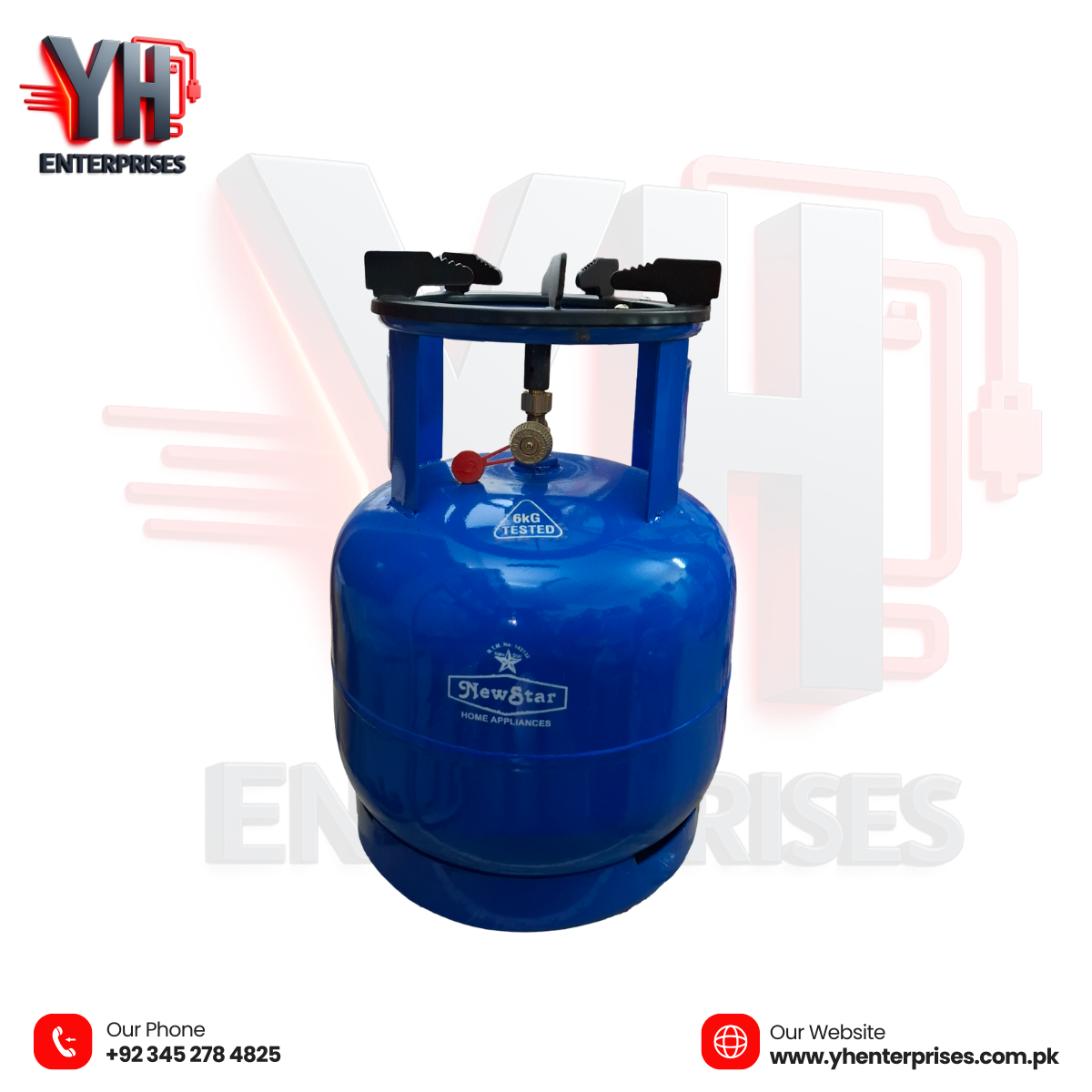 Metal Body Cylinder  NewStar 6Kg (With Safety Valve & Stove)
