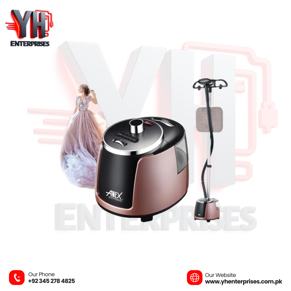 Anex AG-1020 Deluxe Garment Steamer Powerful Steaming • Fast Results • Fabric-Safe Care
