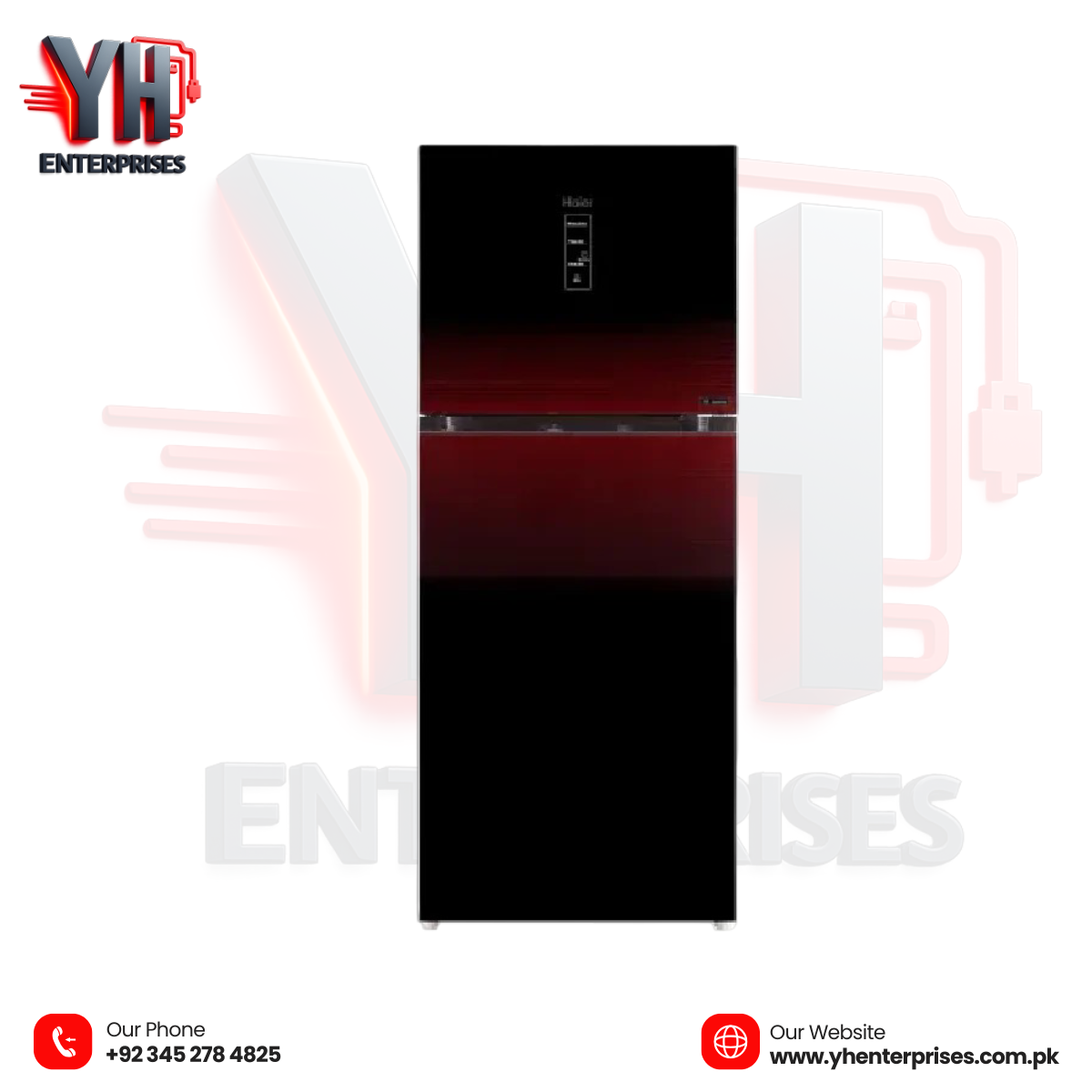 Haier Refrigerator HRF-538 IDBA 18 Cu Ft | Twin Inverter | Top Mount | Noir Red Color