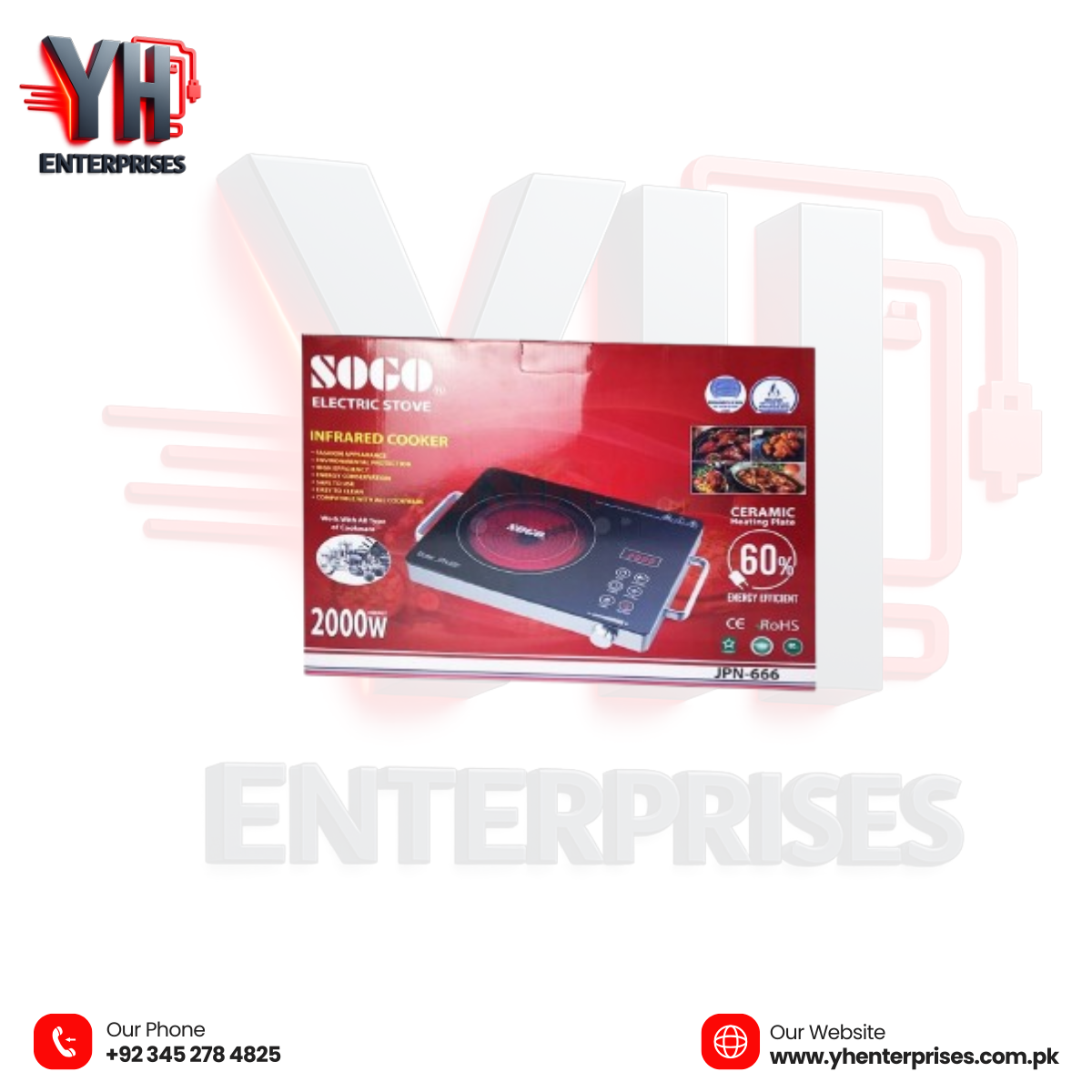 Sogo Electric Stove / Infrared Cooker (JPN-666) – Silver Smart Cooking • Energy Efficient • Modern Touch Control