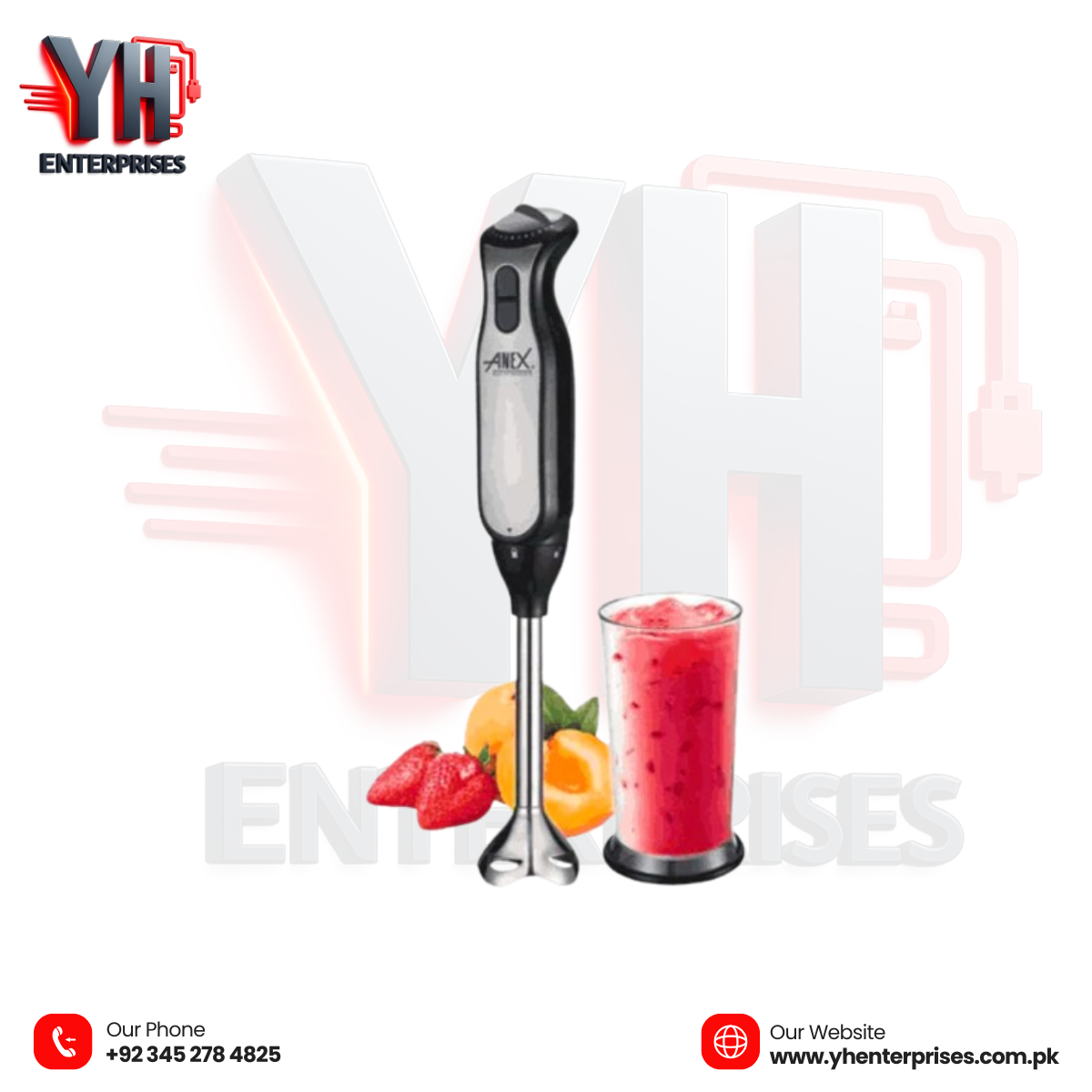 Anex AG-128 Black Hand Blender – Extra Power for Perfect Blending