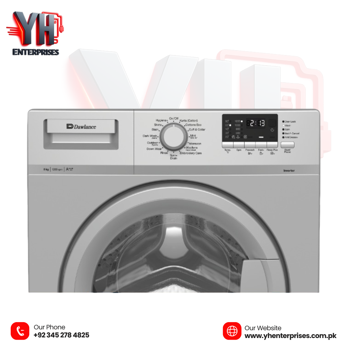 Dawlance DWF 8120 GR INV Front Load Washing Machine – 8KG Inverter Technology