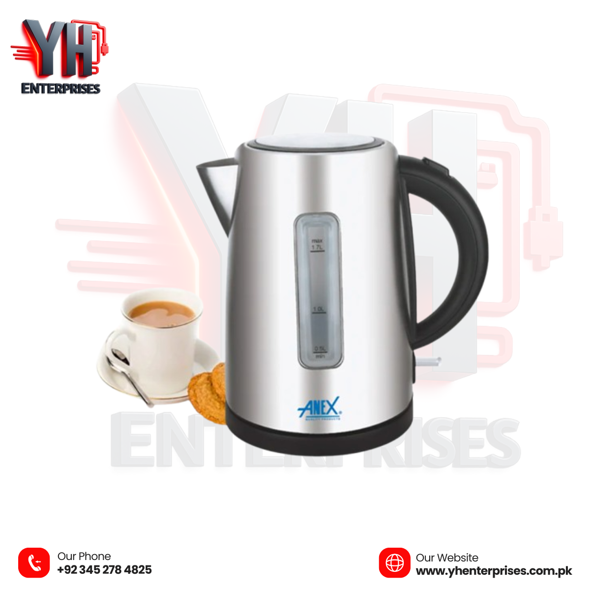 Anex AG-4047 Deluxe Electric Kettle – 1.7 Liter Fast • Safe • Convenient