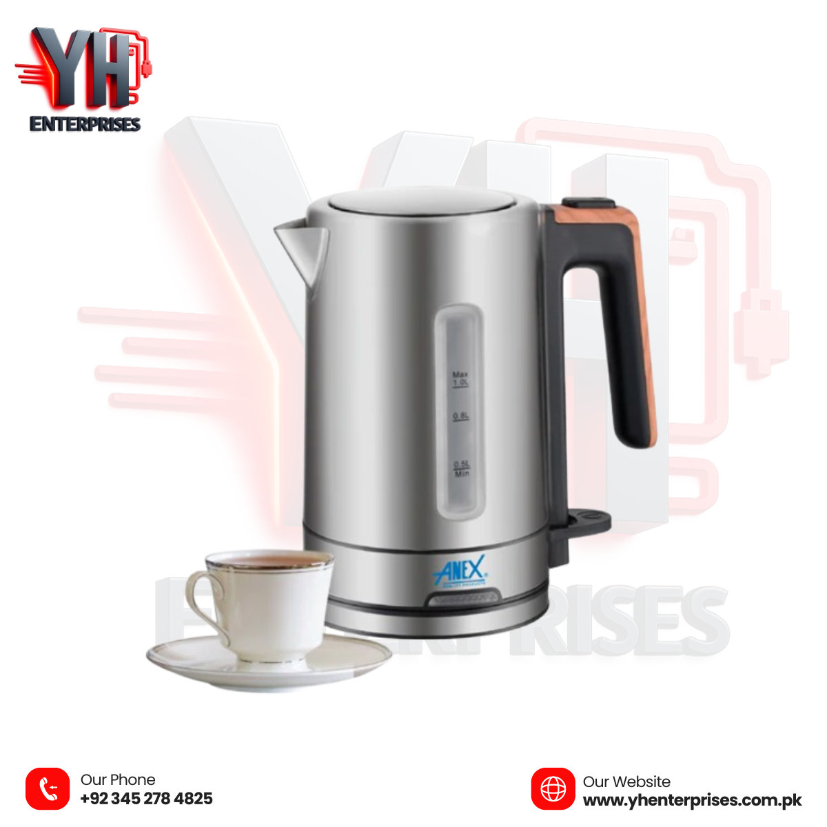 Anex AG-4051 Deluxe Stainless Steel Kettle – 1.0 Liter Fast • Stylish • Safe