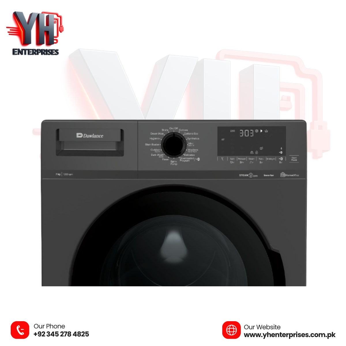 Dawlance DWF 8200 X INV Front Load Washing Machine – 8KG Inverter with Steam Care & Bluetooth