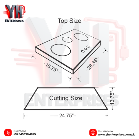 Crown CR-21G Built-In Gas Hob – 3 Burner Tempered Glass Cooktop with Auto Ignition