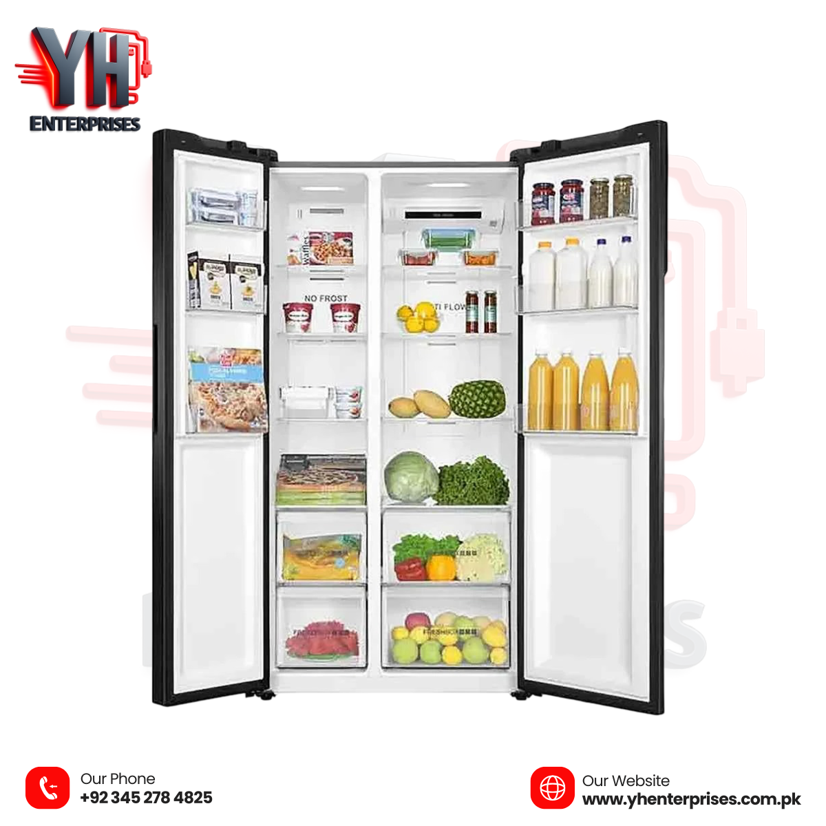 Haier HRF-622ICG Side-by-Side Refrigerator – Twin Inverter | 465L Large Capacity | No Frost Multi Air Flow