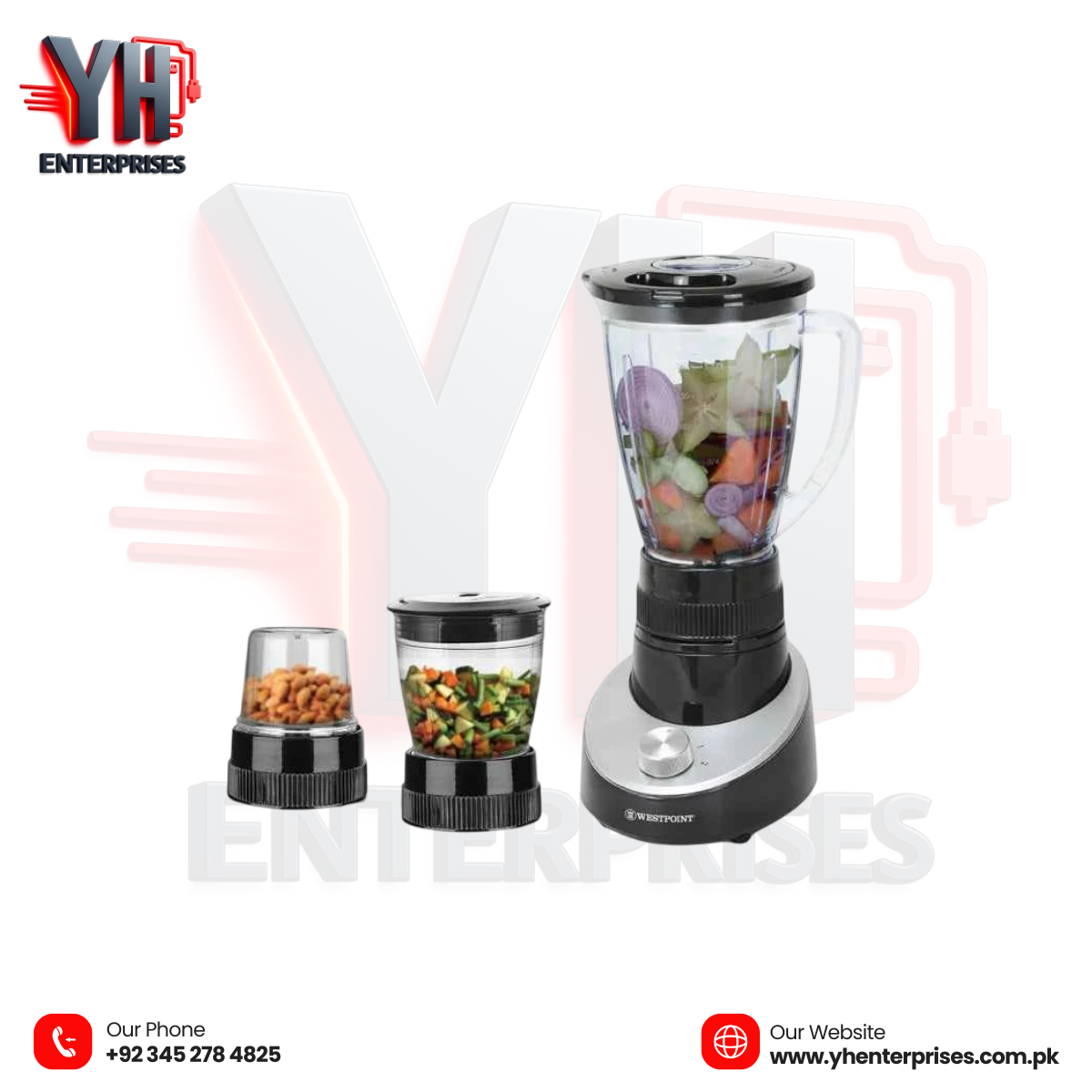 Westpoint WF-304 Deluxe Blender & Grinder 3-in-1 – Blend, Grind & Chop with Perfection!
