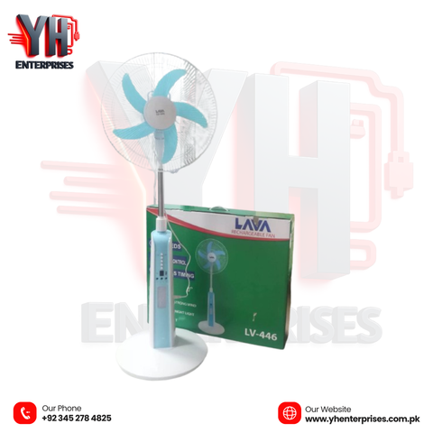 LAVA Rechargeable Floor Fan 16" (LV-446) Long Battery Life • Powerful Airflow • LED Night Light