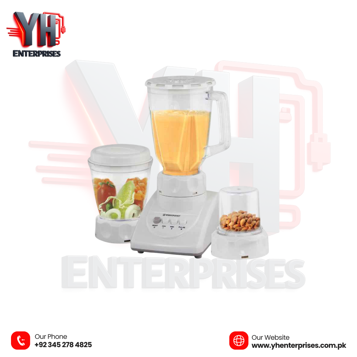 Westpoint WF-7382 Blender & Grinder 3 in 1 – Blend, Grind & Chop with Power!
