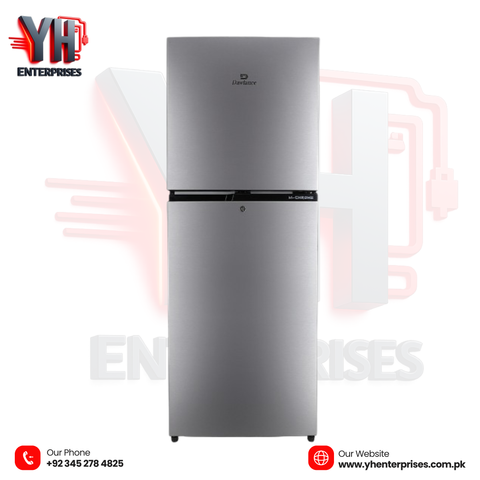 Dawlance REF 91999 Chrome Pro Hairline Silver Double Door Refrigerator Top Mount | Direct Cool | LVS Technology | Vitamin Fresh | Premium Hairline Finish