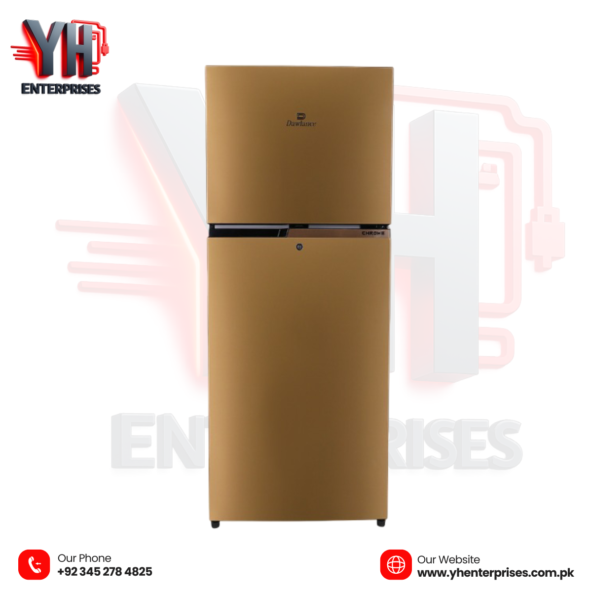 Dawlance REF 9191WB Chrome Pearl Copper Double Door Refrigerator Direct Cool | LVS Technology | Vitamin Fresh | Elegant Pearl Copper Finish