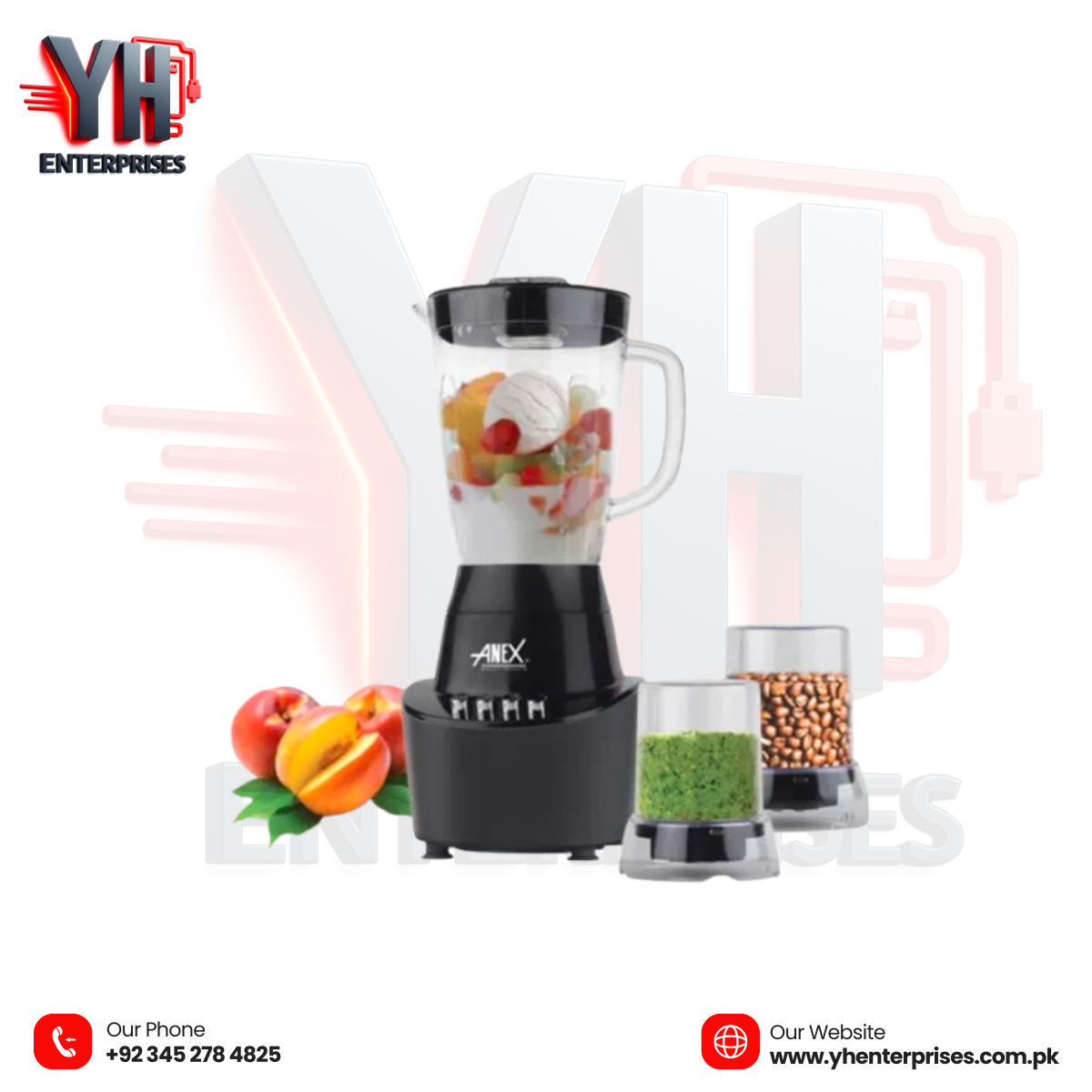 Anex AG-6044 Deluxe Blender Grinder 3-in-1 – One Appliance, Endless Possibilities