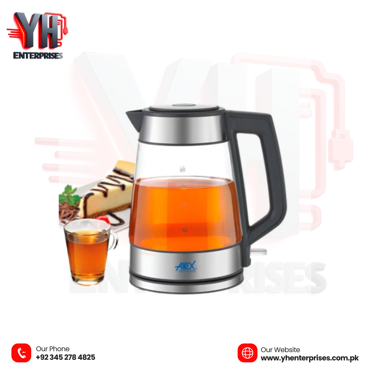 Anex AG-4070 Deluxe Kettle – Texture Glass with LED Illumination