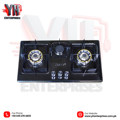 Crown CR-13B Built-In Gas Hob – 3 Burner Stainless Steel Cooktop with Copper Valve | 1 Year Brand Warranty