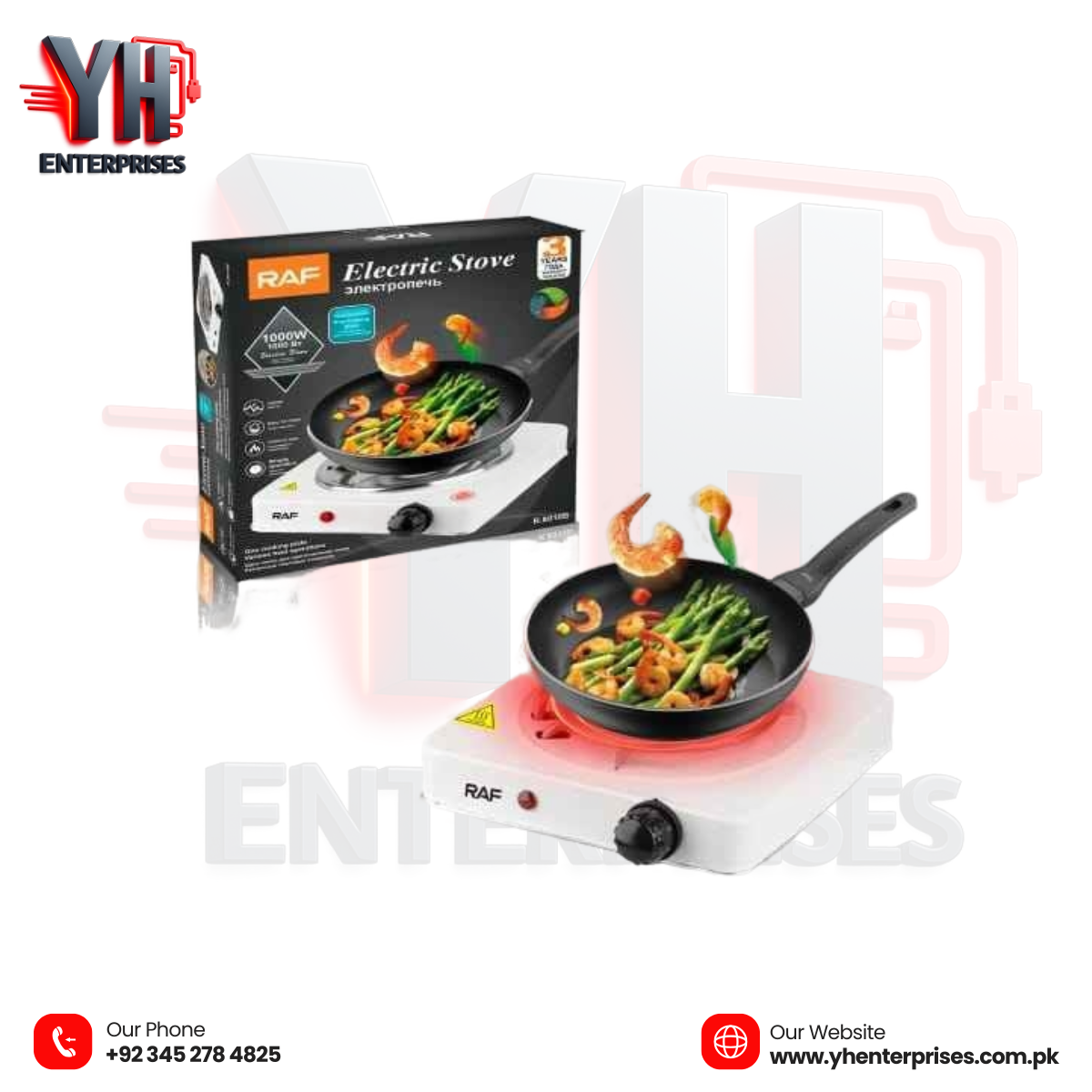 RAF R.8010B Electric Hot Plate Cooker 1000 W with Temperature Control and Overheat Protection - YH Enterprises