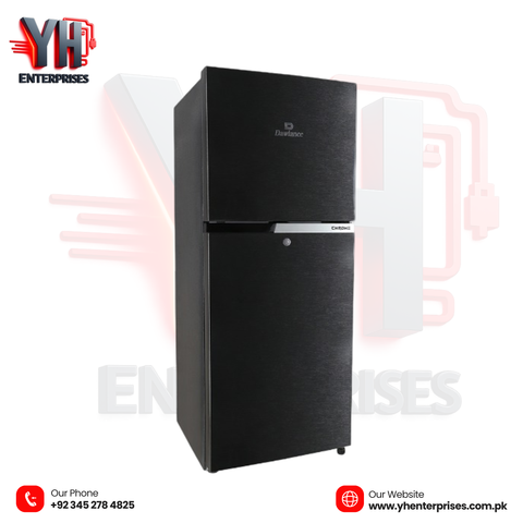 Dawlance REF 91999 Chrome Hairline Black Double Door Refrigerator Direct Cool | LVS Technology | Vitamin Fresh | Premium Hairline Black Finish