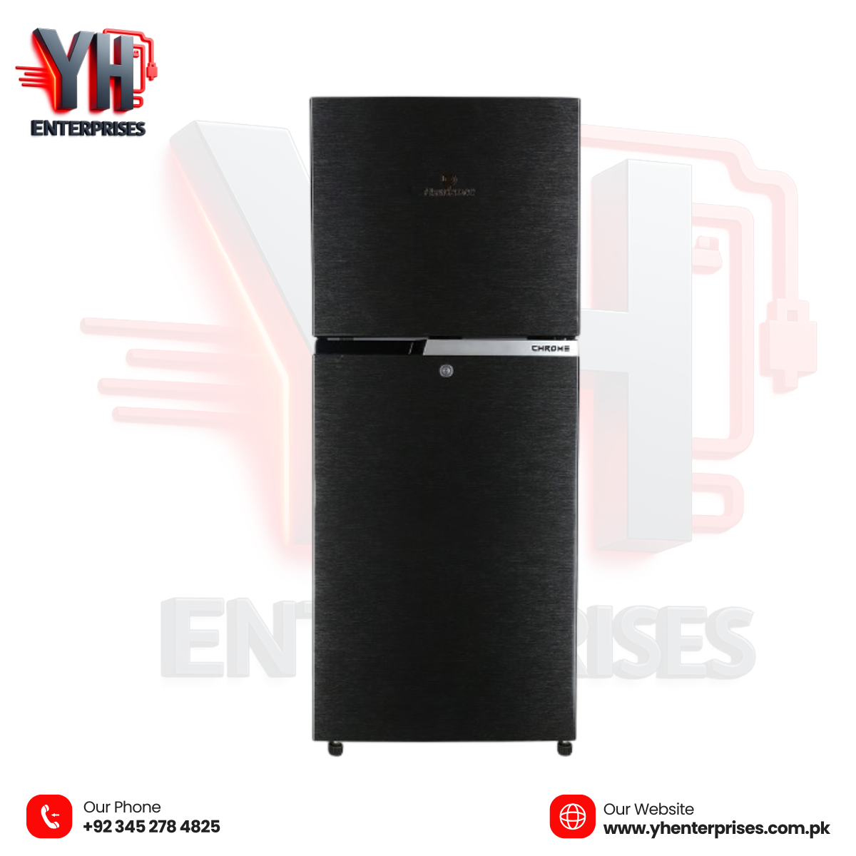 Dawlance REF 9173 CHROME Hairline Black Double Door Refrigerator Direct Cool | LVS Technology | Hybrid Cooling | Hairline Black Finish