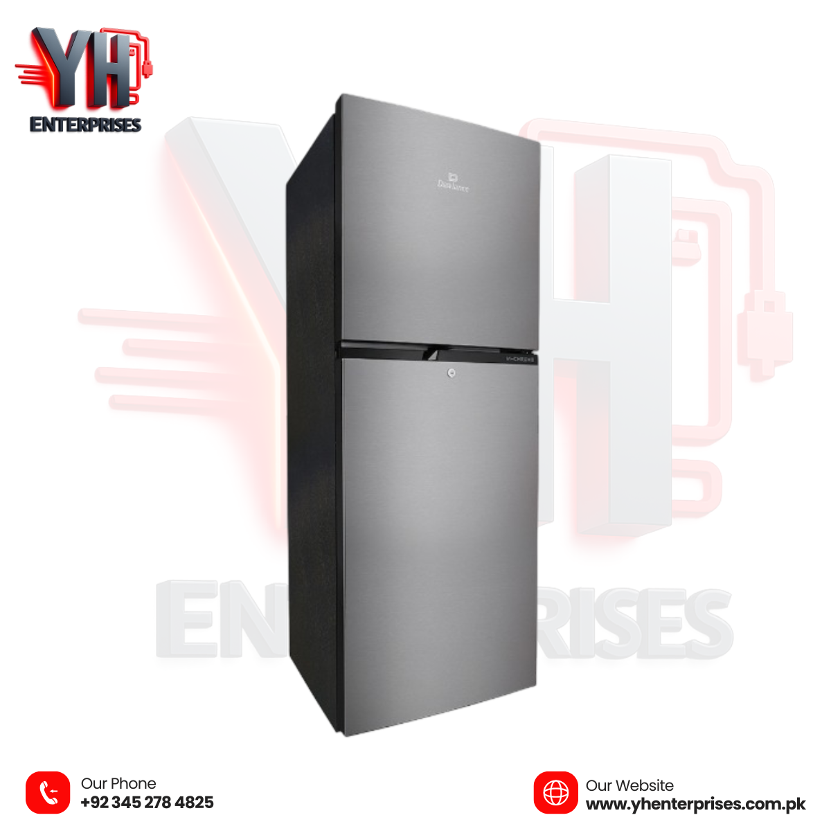 Dawlance 9178LF M-Chrome Metallic Silver Double Door Refrigerator Direct Cool | LVS Technology | Hybrid Cooling | Metallic Silver Finish