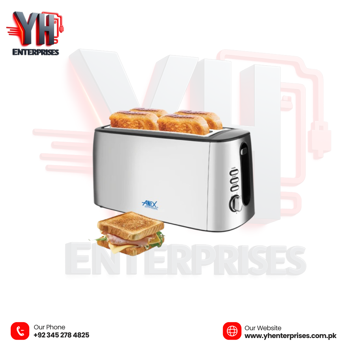 Anex AG-3005 4 Slice Long Slot Toaster – Power, Precision & Style
