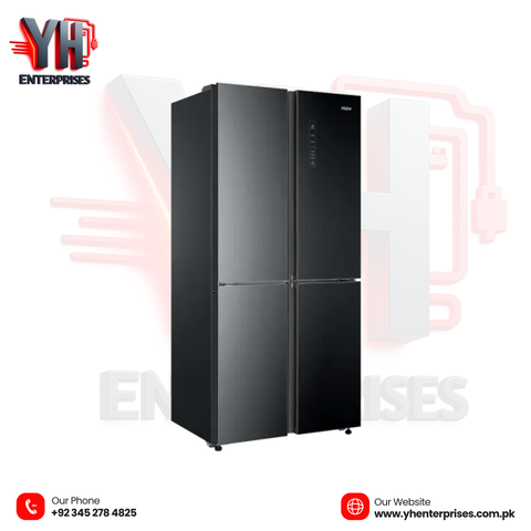 HAIER HRF-578TBP 4-Door Inverter Refrigerator | Black Metal | 18 Cu Ft | DC Inverter | 10 Years Brand Warranty