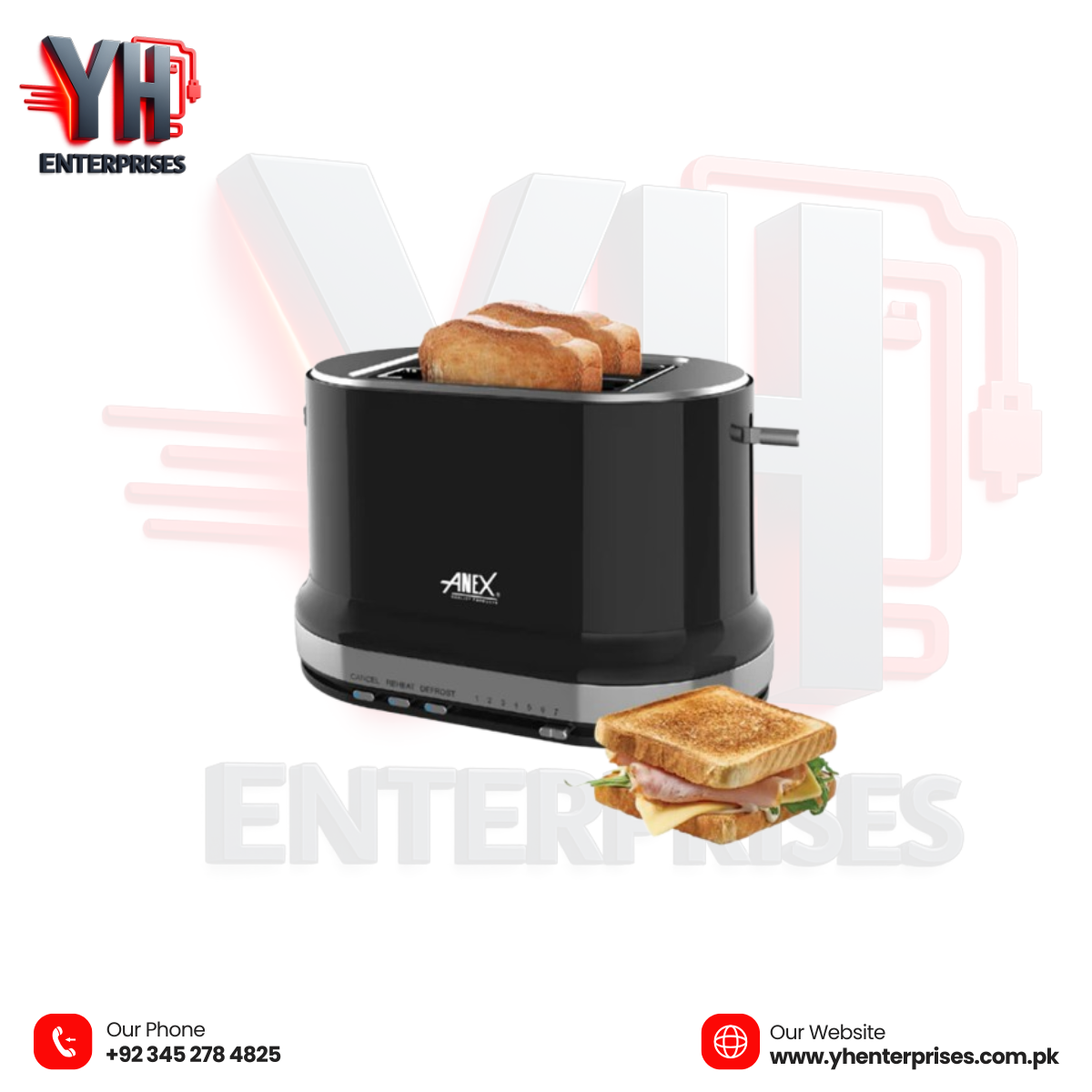 Anex AG-3006 2 Slice Popup Toaster – Compact, Stylish & Efficient