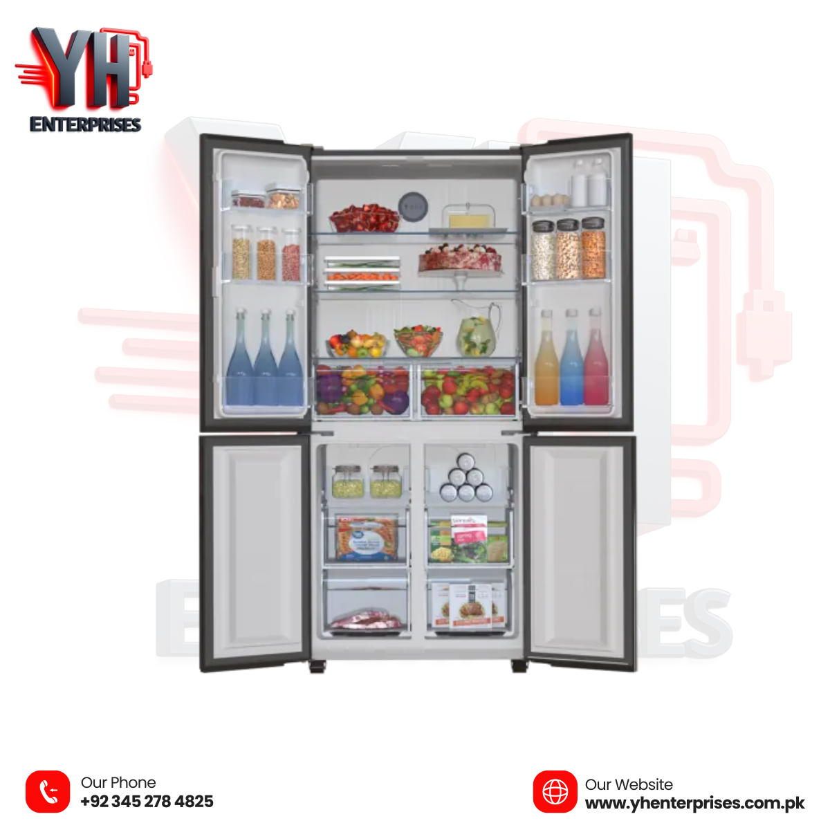 HAIER HRF-578TBP 4-Door Inverter Refrigerator | Black Metal | 18 Cu Ft | DC Inverter | 10 Years Brand Warranty