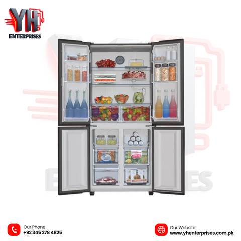 HAIER HRF-578TBP 4-Door Inverter Refrigerator | Black Metal | 18 Cu Ft | DC Inverter | 10 Years Brand Warranty