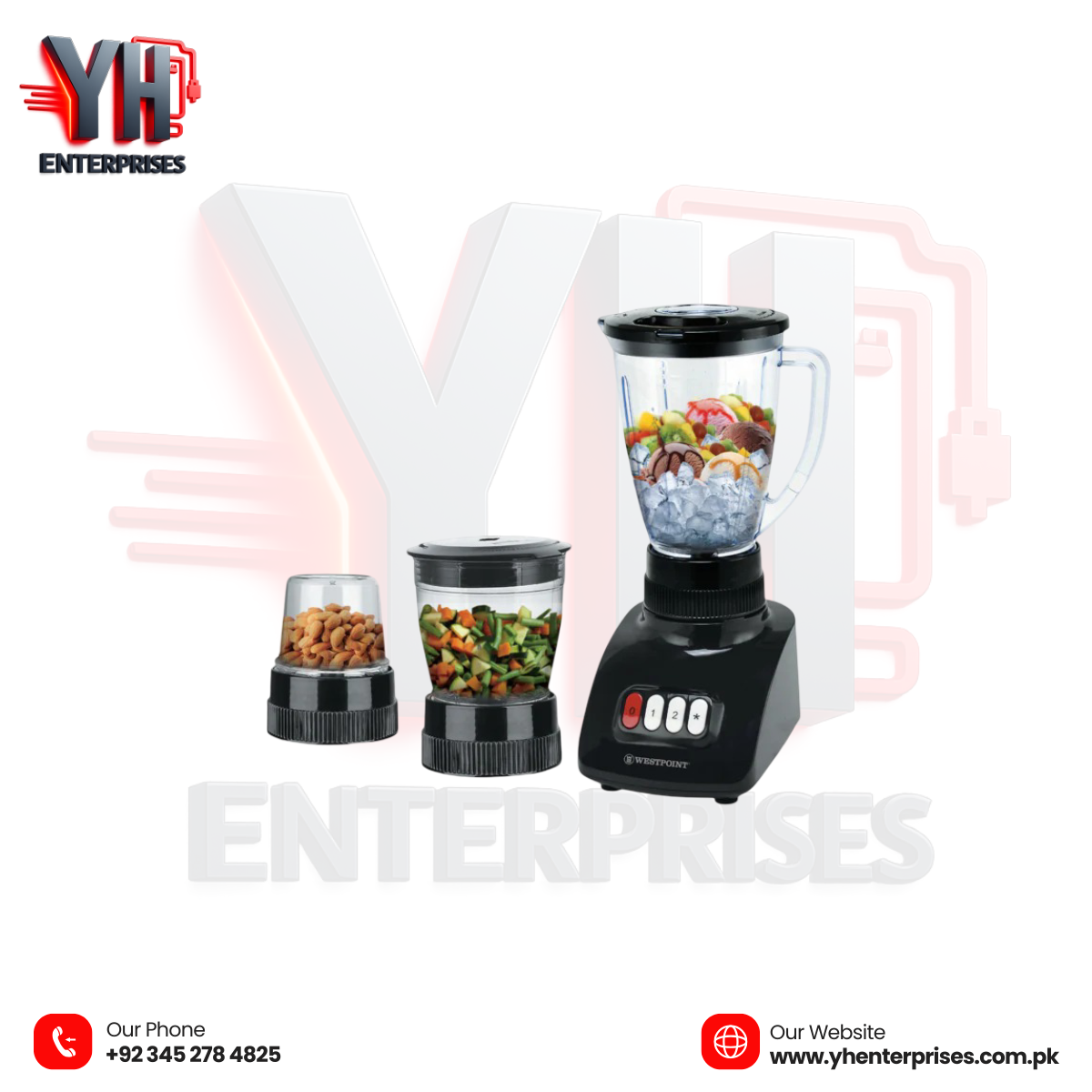 Westpoint WF-308 Deluxe Blender & Grinder 3-in-1 – Smart, Stylish & Powerful!