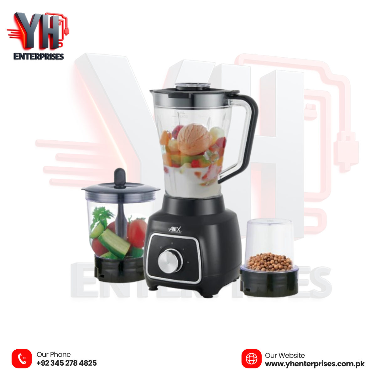 Anex AG-6135UB Deluxe Blender & Grinder 3-in-1 – Unbreakable Strength, Everyday Performance