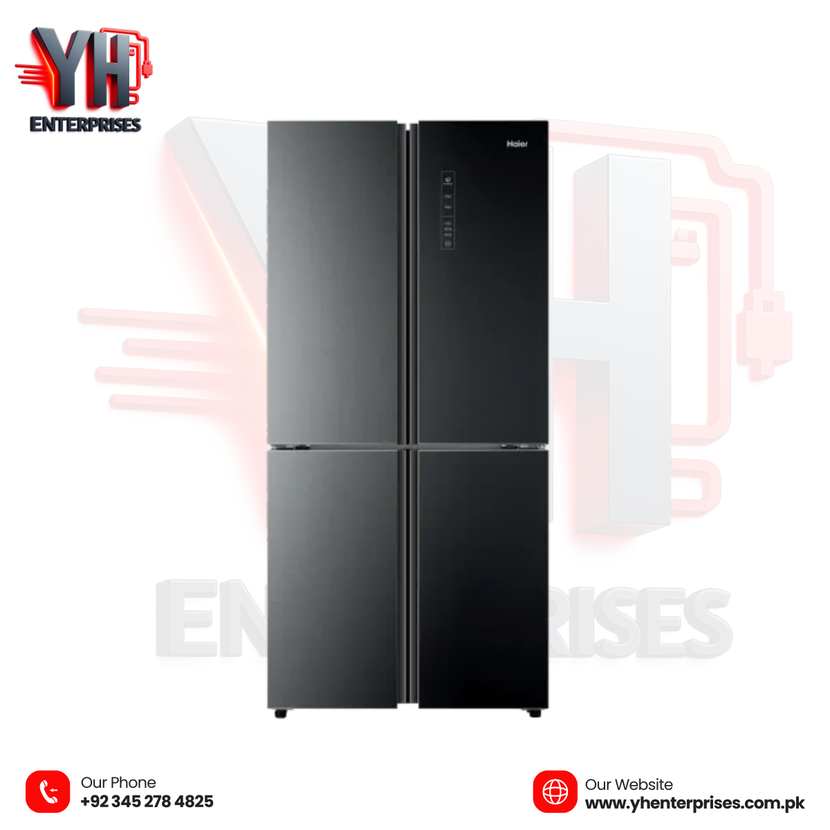 HAIER HRF-578TBP 4-Door Inverter Refrigerator | Black Metal | 18 Cu Ft | DC Inverter | 10 Years Brand Warranty
