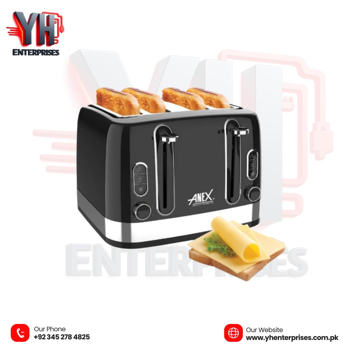 Anex AG-3009 4 Slice Long Slot Toaster – High Power & Premium Finish